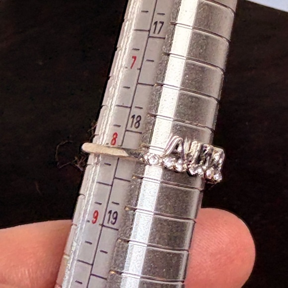 Silver Tone 'AMOR' Ring with Crystals Size 8 - Picture 9 of 9